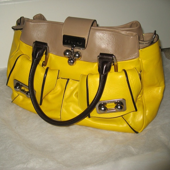 Céline Blossom Yellow/Beige/Brown Leather Satchel - Picture 2 of 8